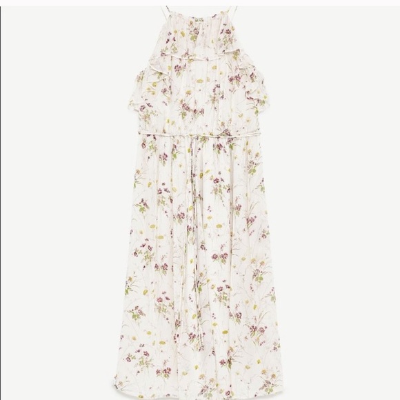 Zara Stunning Sequin Floral Ruffle Flounce Dress - Picture 3 of 7